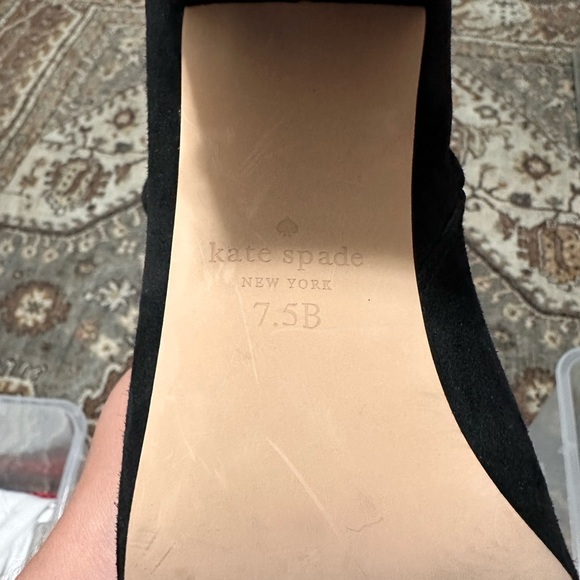 NWOT Kate Spade Taraji Faux Pearl Block Heel Booties - Black Suede 7.5 - Picture 8 of 8